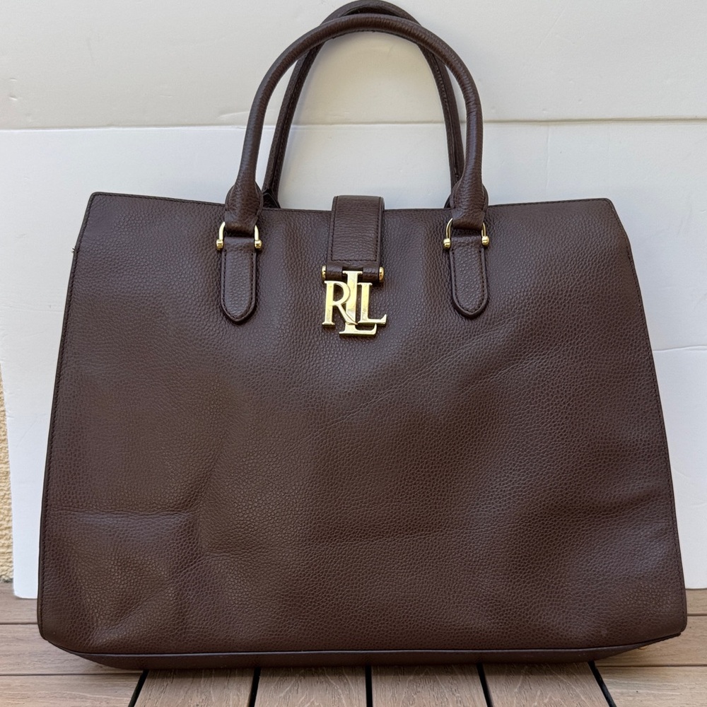 Lauren Ralph Lauren Brown Satchel with Gold Hardware